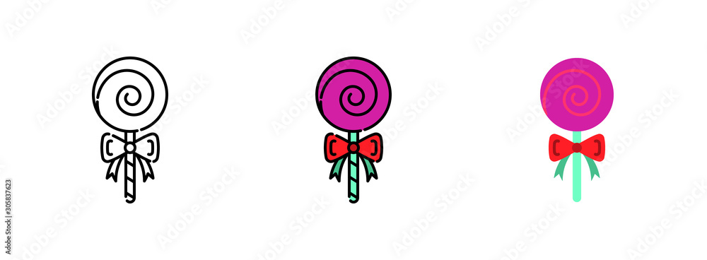 Poster candy lollipop icon set isolated on white background for web design