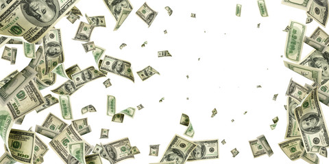 Us dollar bill. Washington american cash. Falling usd money background.