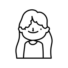 little girl cartoon character thick line