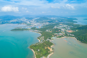 aerial view Laem Tukkae Koh Siray Phuket Thailand
