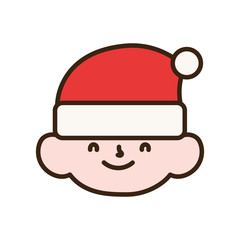 merry christmas little boy face with hat of santa