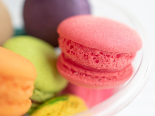 Colorful macaroon on white background