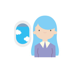 Fototapeta na wymiar Isolated woman inside airplane icon vector design