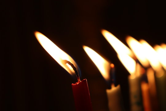 Hanukkah Candles In The Dark 