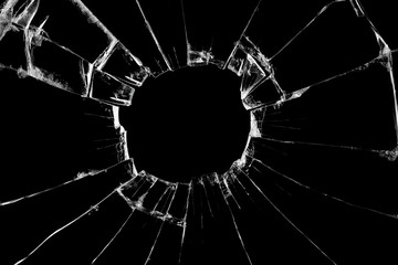 Broken glass craked on black background ,hi resolution photo art abstract texture object design - obrazy, fototapety, plakaty