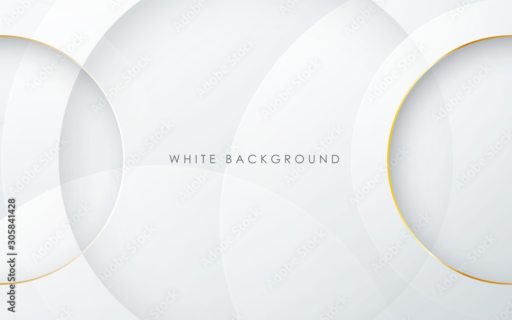 Poster abstract 3d circle layer white background with gold line effect