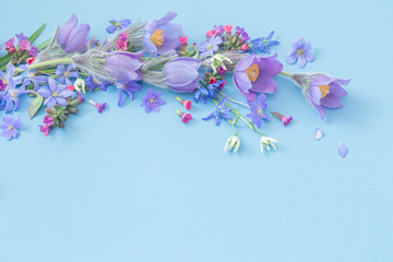 Obraz na płótnie Canvas spring flowers on blue background