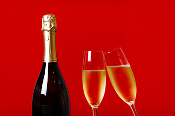 Celebration and toasting with champagne, party and holiday celebration concept