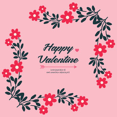 Various card happy valentine day, with unique leaf flower frame ornate. Vector