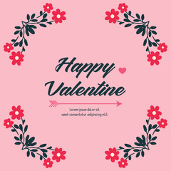 Bright pink wreath frame, for banner or poster valentine day. Vector