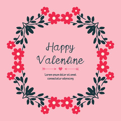 Bright pink wreath frame, for banner or poster valentine day. Vector
