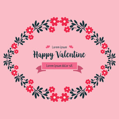 Bright pink wreath frame, for banner or poster valentine day. Vector