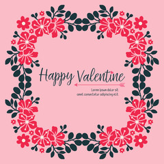 Element greeting card valentine day, with ornate wallpaper of leaf flower frame. Vector