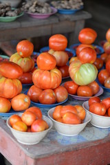 Local produce tomatoes on display in Dili Market, Timor Leste