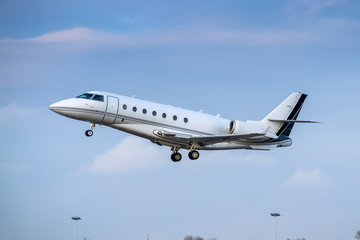 Business jet takeoff