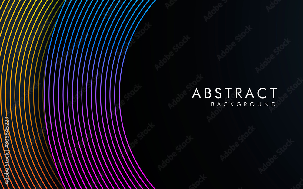 Poster dark abstract background with black overlap layers. texture with gradient line element decoration.