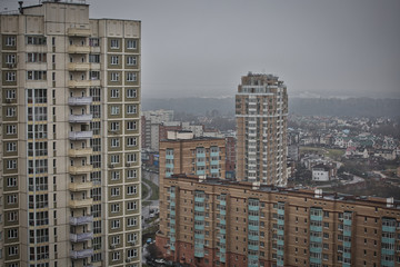 Fototapeta na wymiar Residential apartments with balconies in a multi-storey building, residential skyscraper