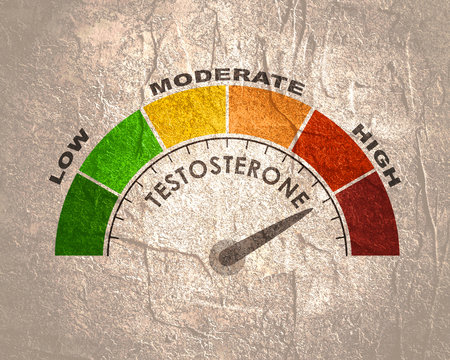 Hormone testosterone level measuring scale. Health care concept illustration.