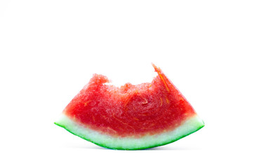 Close up of Red watermelon Bite on a white background