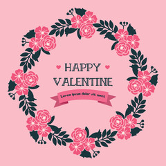 Template happy valentine day, with modern leaf flower frame. Vector