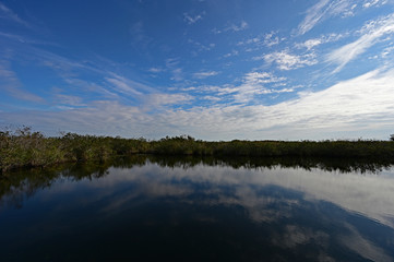 Winter cloudscape over Anhinga Trail in Everglades National Park, Florida.