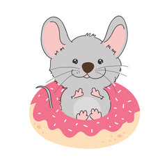 Cute mouse characters design vector, Kawaii rat Isolated on white background.