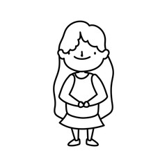 little girl cartoon character thick line