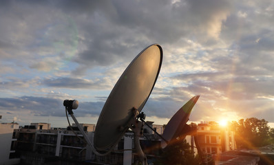 Dish Antenna under the beautiful cloudscape.