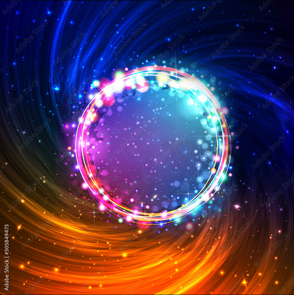 Poster Abstract colorful swirly background with a multicolored bokeh text area
