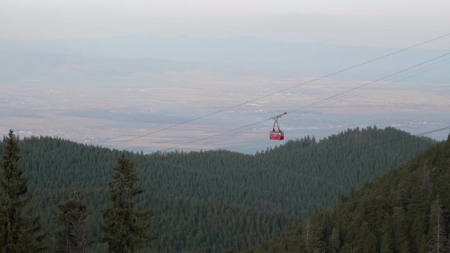 A cable car in Poiana Brasov, Romania that ascends to the Postavarul Mountain.
