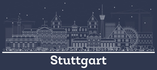 Stuttgart Germany Outline City Skyline with White Buildings. - obrazy, fototapety, plakaty