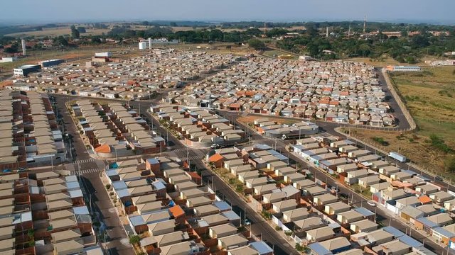 Aerial view of standardized houses of the Federal Program of the State of Sao Paulo, Brazil