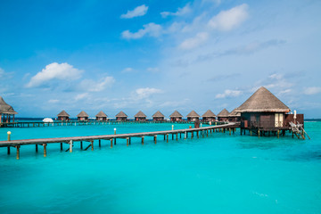Beautiful tropical Maldives resort hotel and island - obrazy, fototapety, plakaty