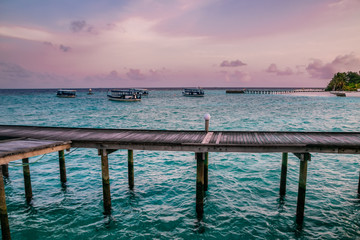 Beautiful tropical Maldives resort hotel and island