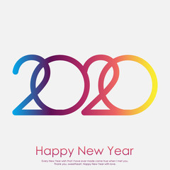 Happy 2020 new year elegant greeting card with gradient text. Vector