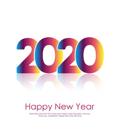 Happy 2020 new year elegant greeting card with gradient text. Vector