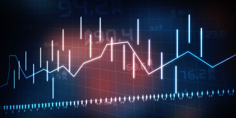 2d rendering Stock market online business concept. business Graph 