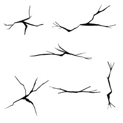 Set of hand drawn cracks. Isolated on white background. cartoon doodle style vector illustration