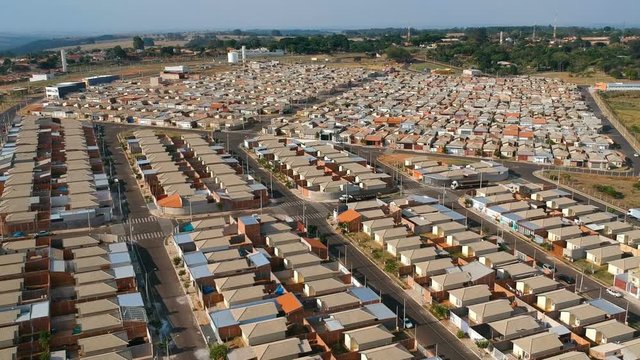 Aerial view of standardized houses of the Federal Program of the State of Sao Paulo, Brazil