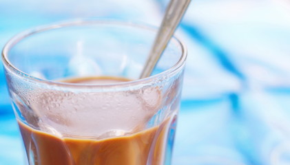 Clear hot coffee, ancient sweet milk