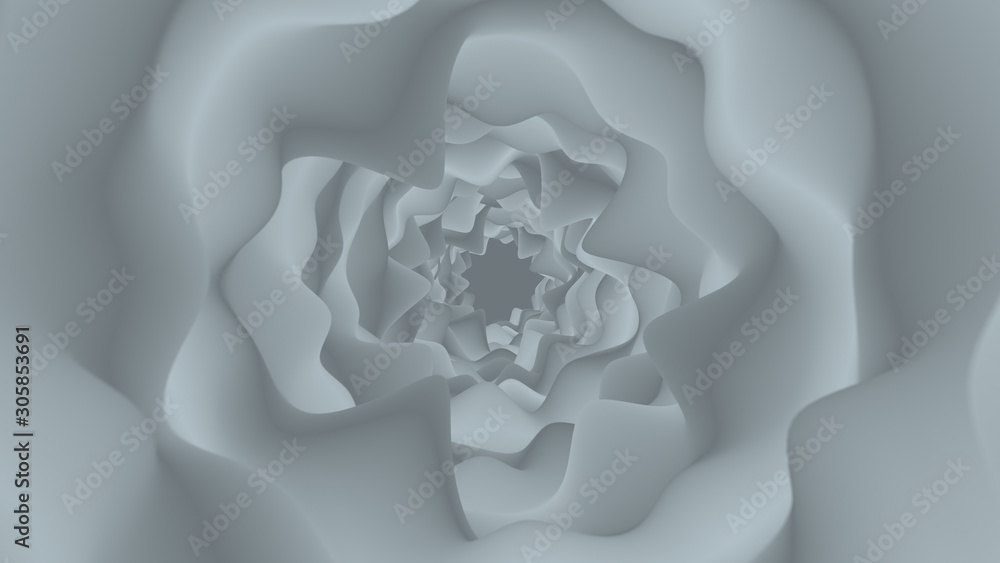 Poster white smooth curved tunnel 3d rendering