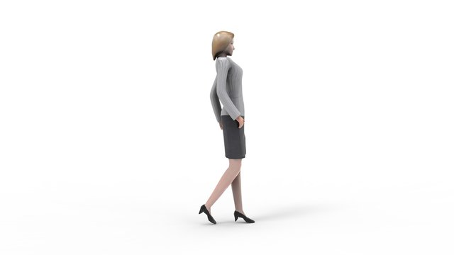 3d rendering of a walking woman isolated in white background