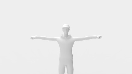 3d rendering of a man model with arms spread isolated in studio