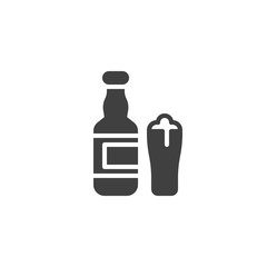 Beer bottle, pint vector icon. filled flat sign for mobile concept and web design. Glass of beer and bottle glyph icon. Bar beverage symbol, logo illustration. Vector graphics
