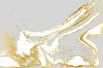 Fototapeta premium Gray and gold agate ripplle pattern. Simple marble monochrome background. Minimalism