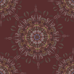 Ornate vintage seamless damask background. Floral baroque ornament in Victorian style. Pattern design, decorative retro decor, vector illustration