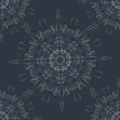 Ornate vintage seamless damask background. Floral baroque ornament in Victorian style. Pattern design, decorative retro decor, vector illustration