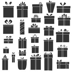 Collection of gift boxes isolated on white background. Vector illustration