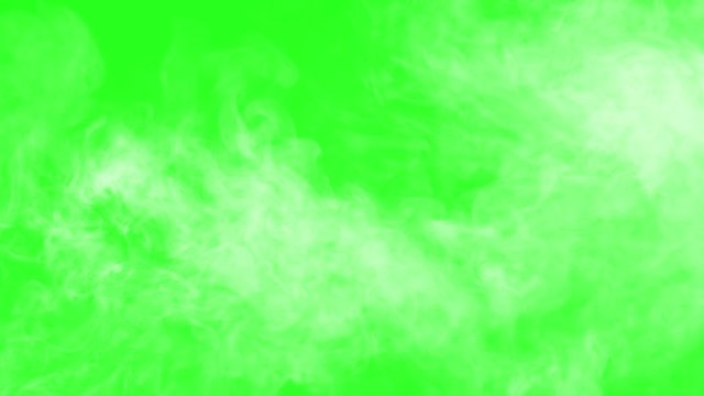 White Smoke is Slowly Moving. White dense smoke slowly whirls against a alpha channel background, filling the entire screen. Perfect single color chromakey RGB (10;252;10). High quality ProRes 4444