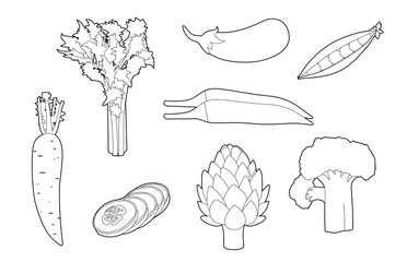 Vegetables Various Cartoon Vector Coloring Book